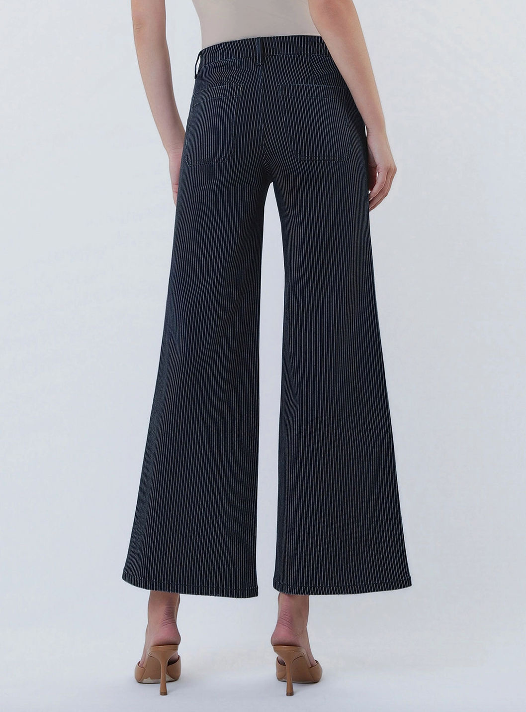 High Rise Stripe Crop Wide with Patch Pocket