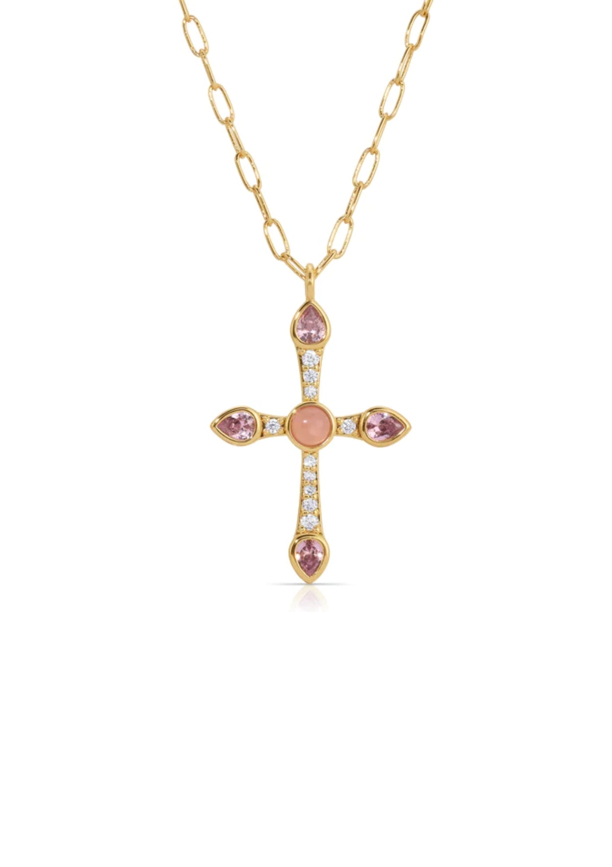 Camille Cross Necklace, Pink Opal -Blair and Gray-DBA Joy Dravecky Jewelry- Ruby Jane-