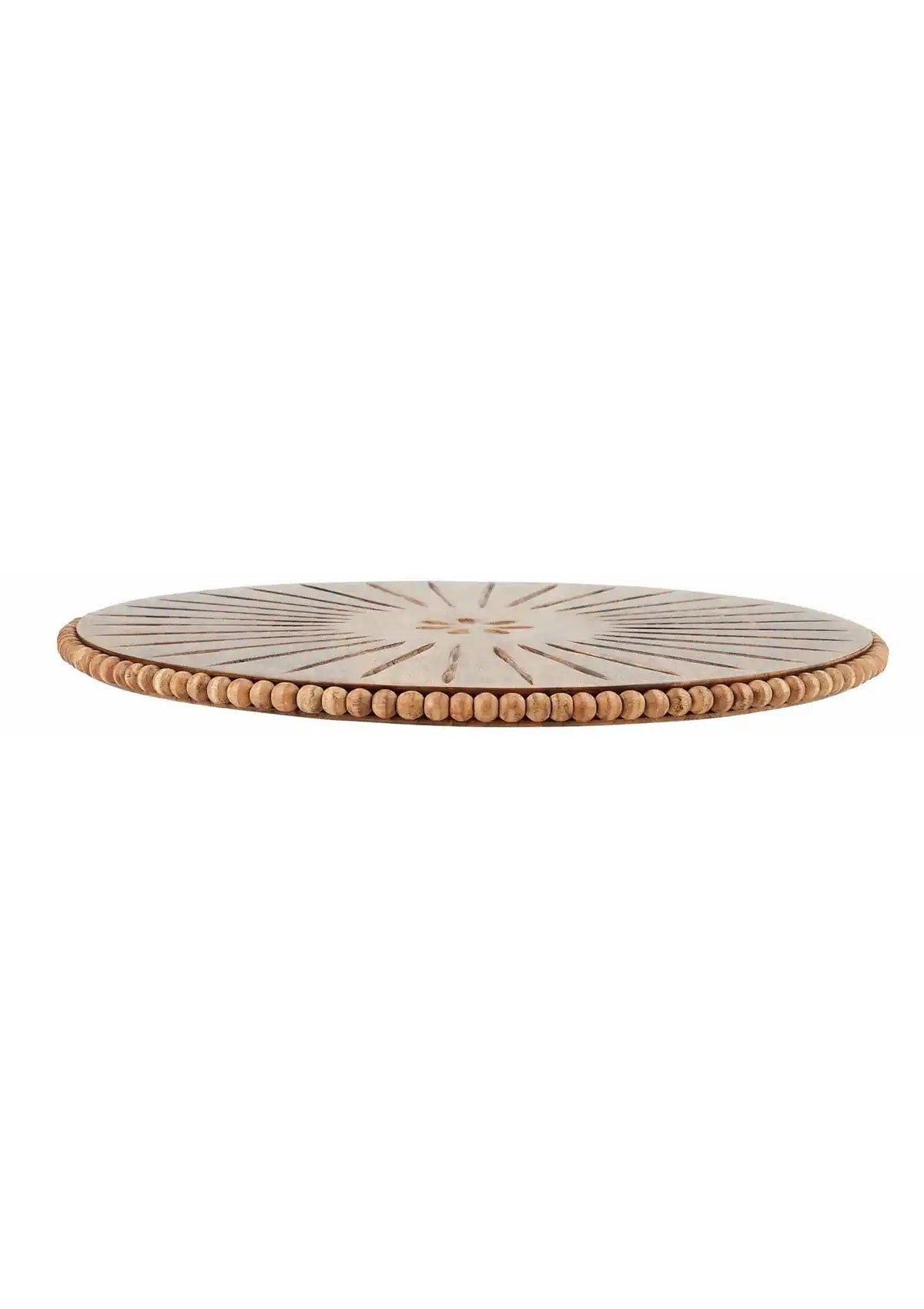 Carved Wooden Lazy Susan with Beaded Edge -Mud Pie- Ruby Jane-