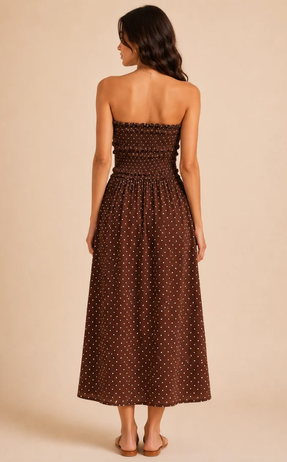 Polka Dot Maxi Dress - Chocolate Brown/Cream