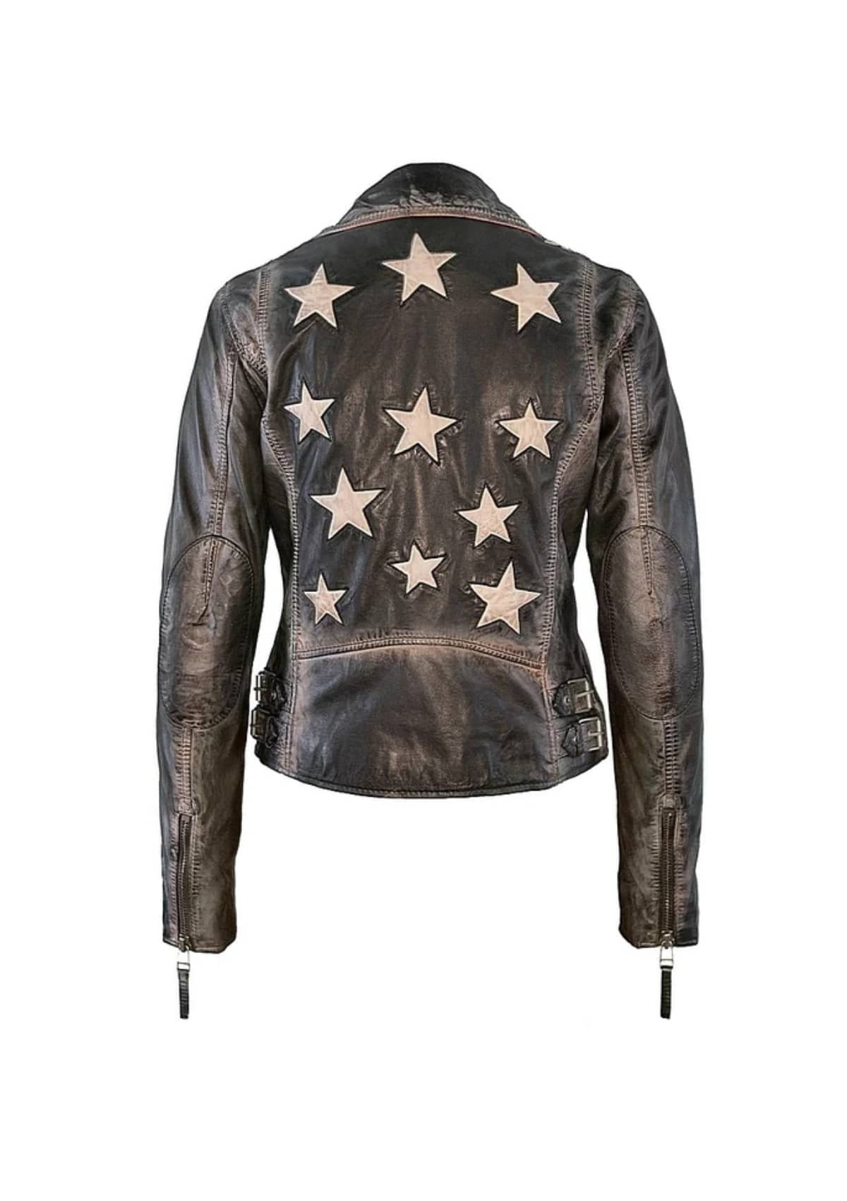 Christy Star Leather Jacket - Vintage Black -Mauritius GmbH Int. Fashion- Ruby Jane-