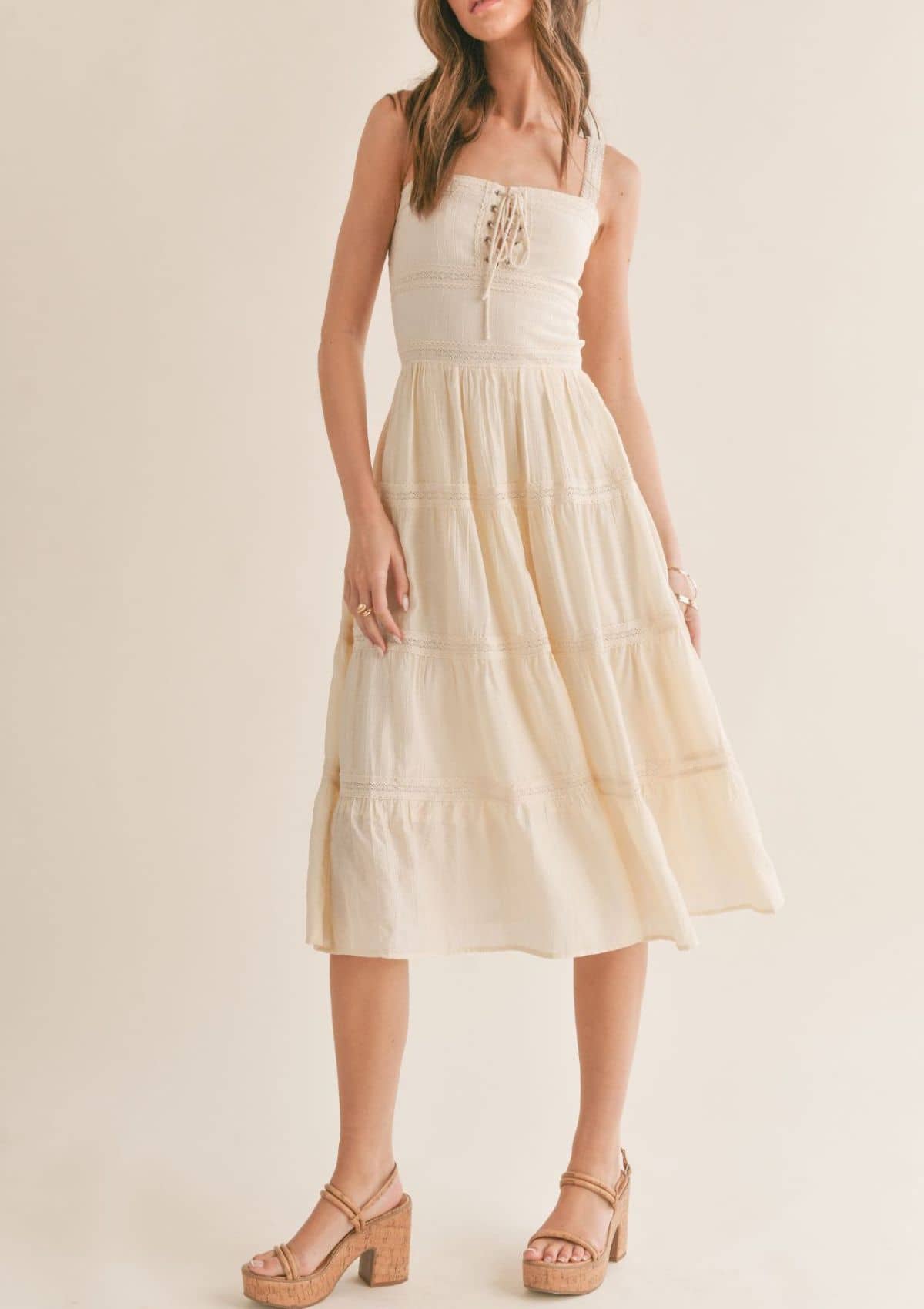 Clementine Crush Corset Detail Midi Dress - Ivory -Sage the Label- Ruby Jane-
