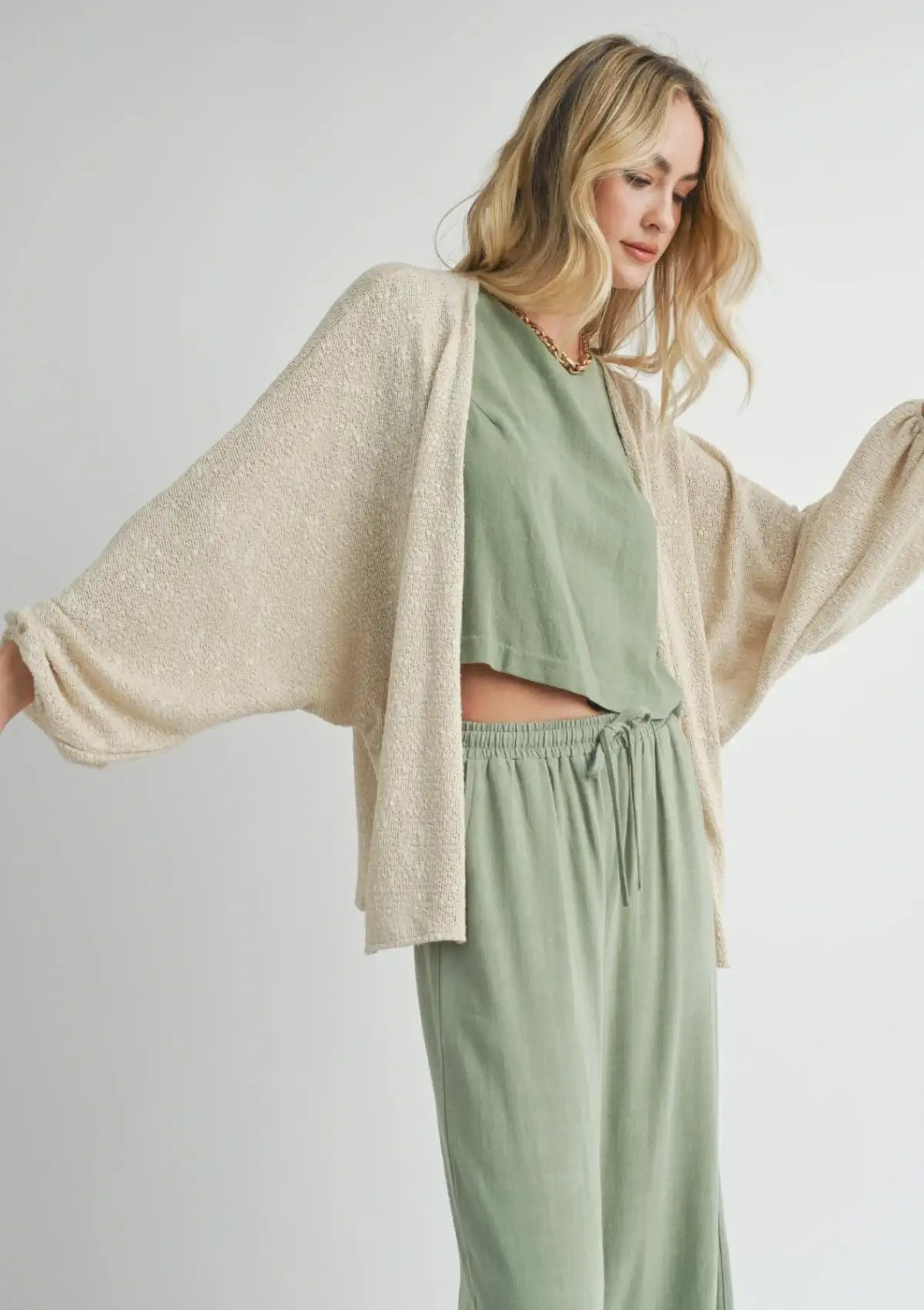 Boho mountain chic fashion tan cardigan at Ruby Jane & valleygirl boutique.