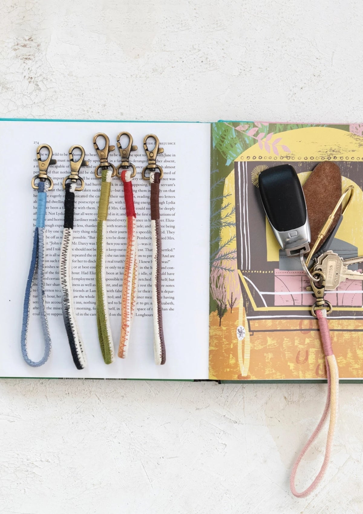 Cotton Rope & Metal Ombré Keychain -Creative Co-op- Ruby Jane-