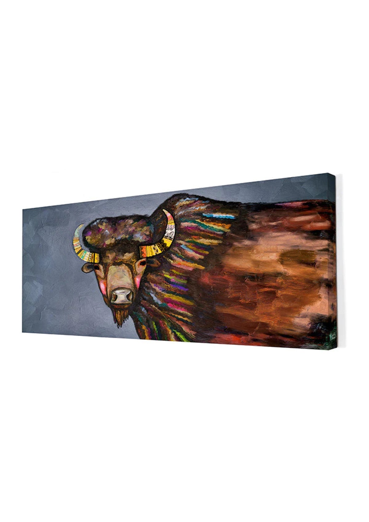 Crowned Bison Canvas Wall Art -GreenBox Art- Ruby Jane-