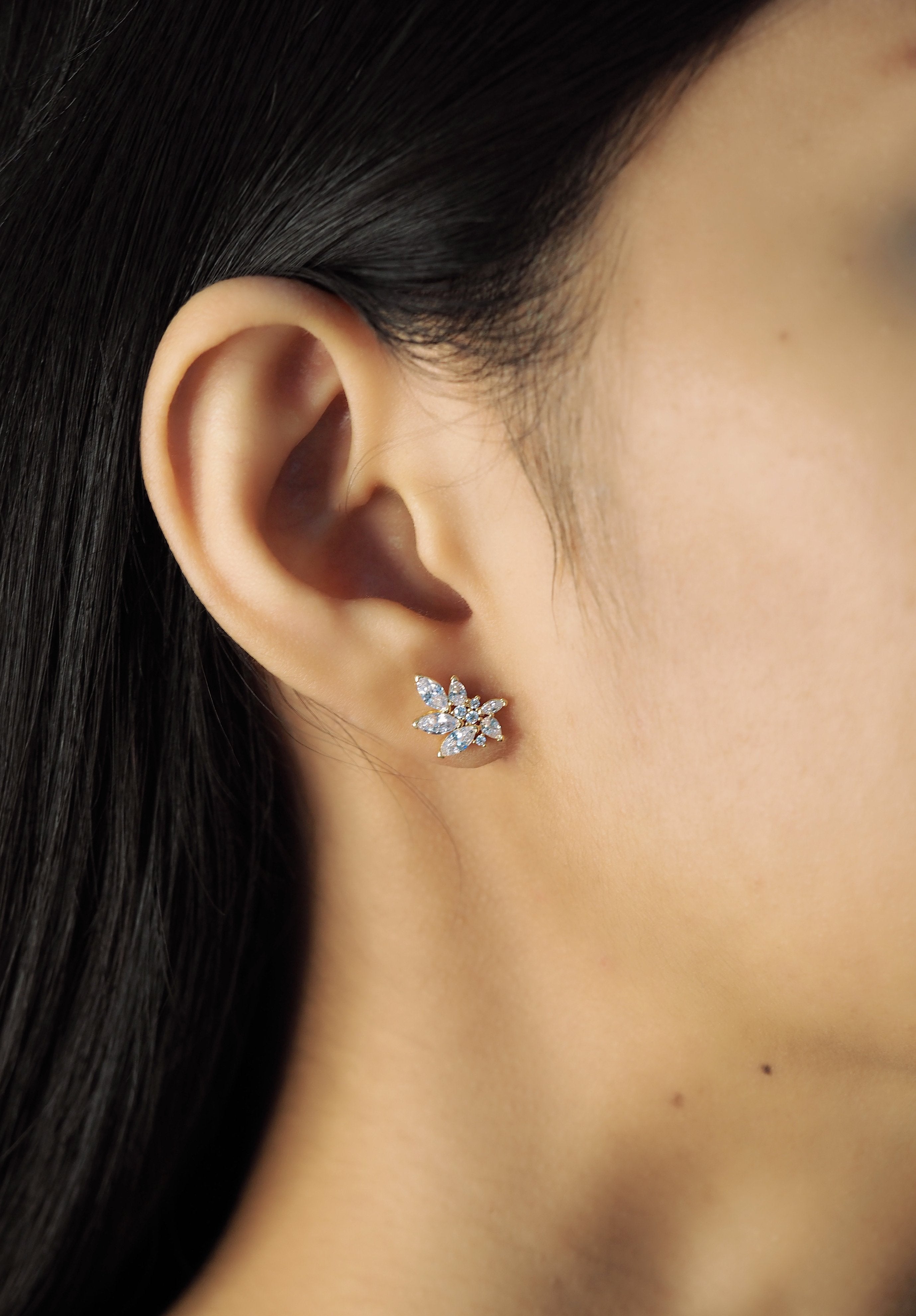 CZ Leaf Earrings -Tai Rittichai- Ruby Jane-