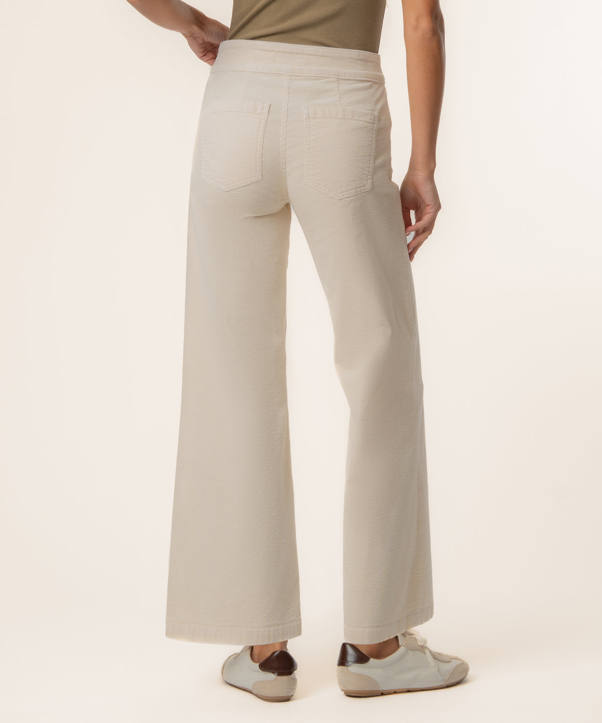 Meg Wide Leg Pant with Welt Pocket - Ivory