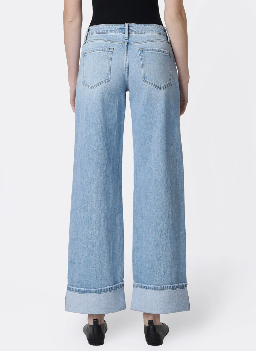 Low Rise Cuffed Baggy Wide Jeans