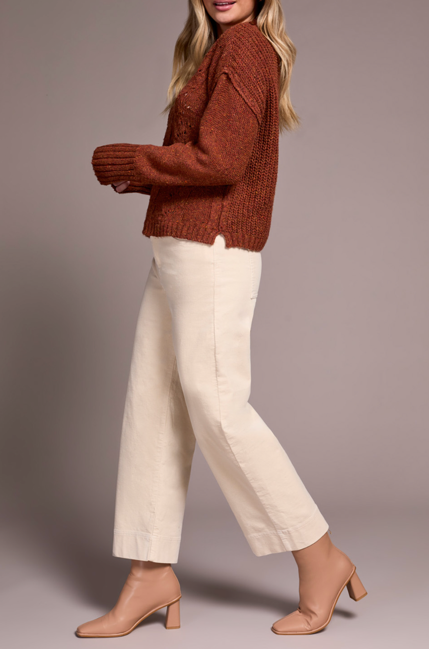 Crew Neck Sweater with Puff Sleeve