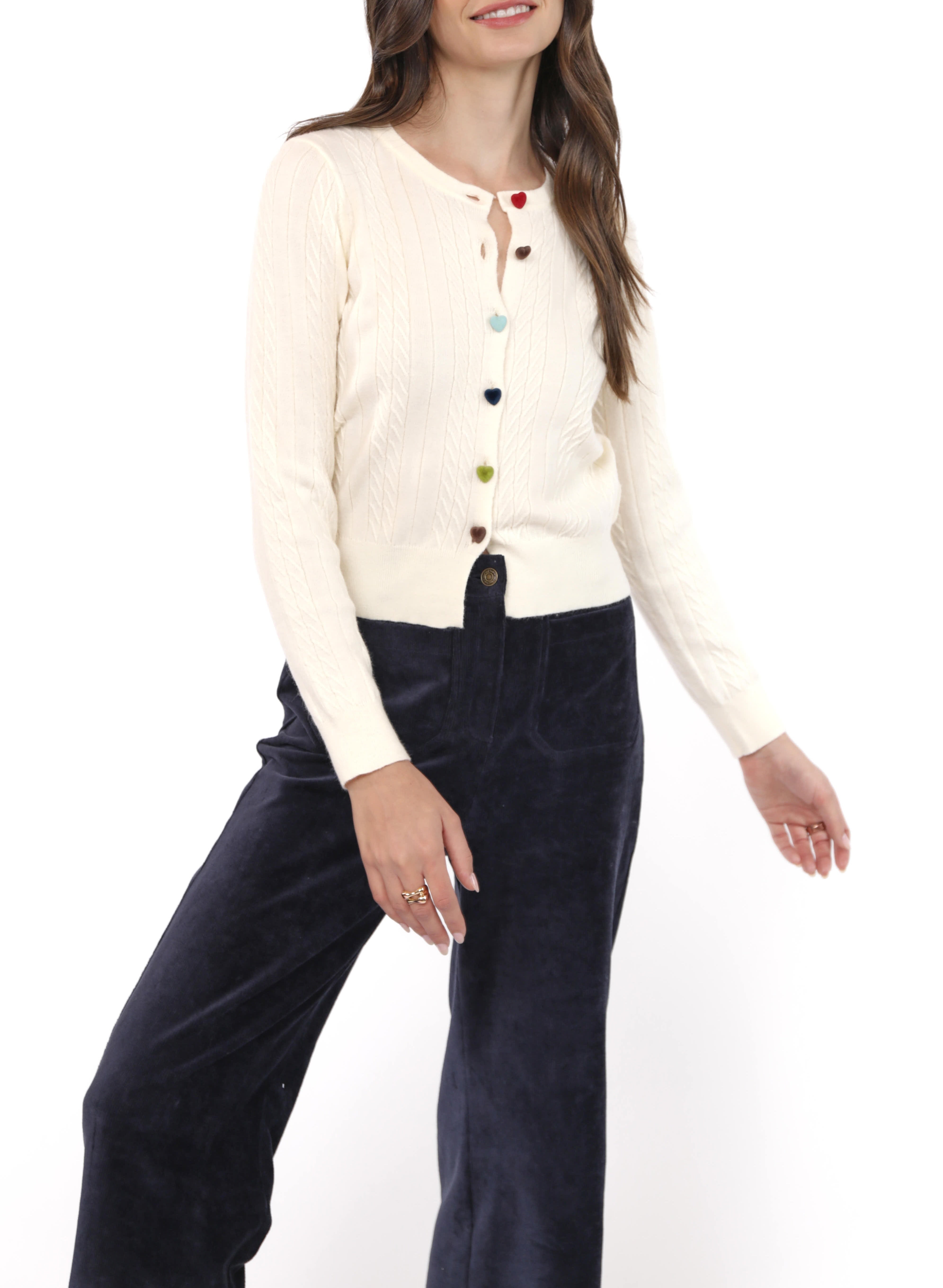 Mochi Heart Button Sweater Cardigan