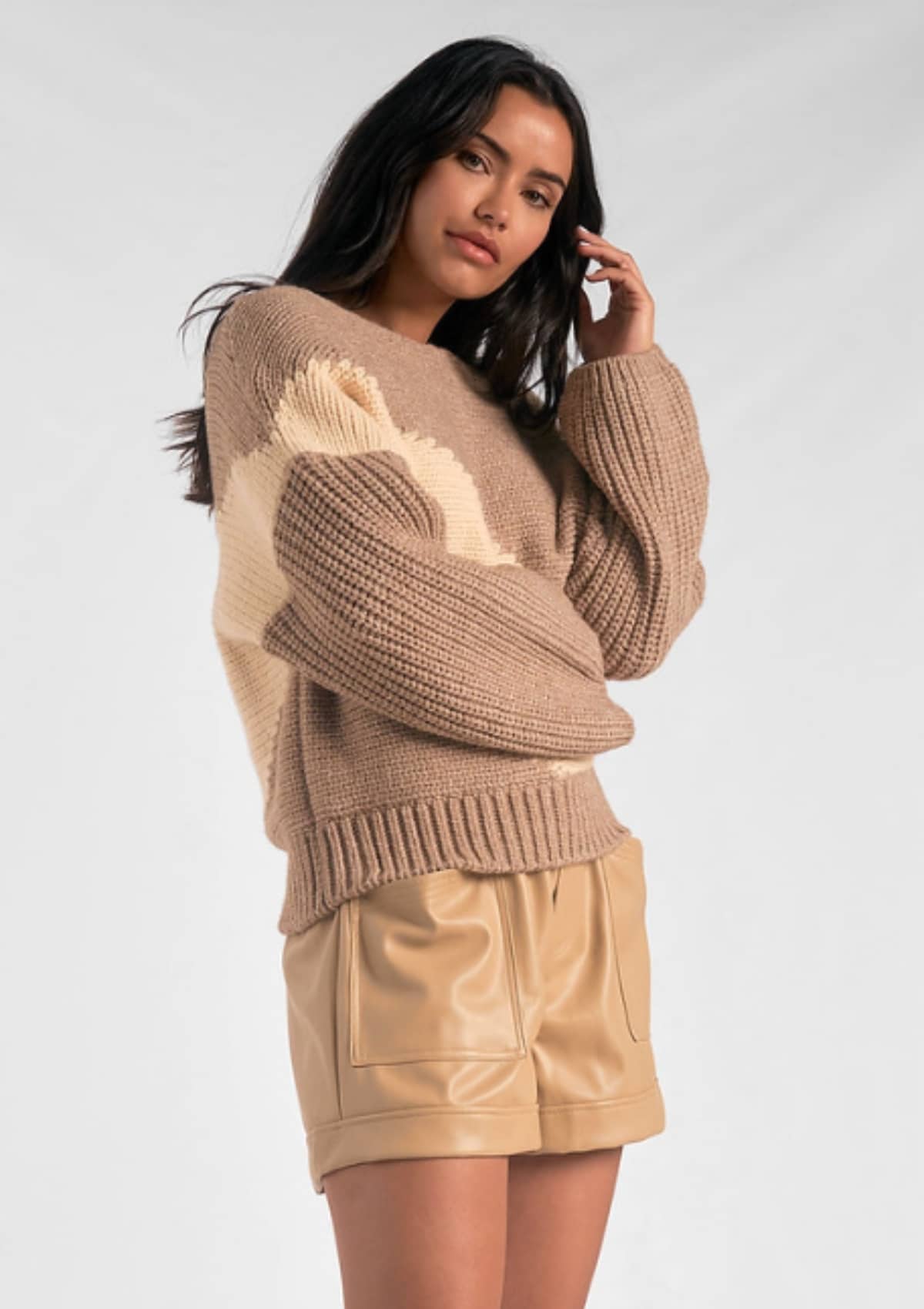 Diagonal Color Block Sweater -Elan International- Ruby Jane-