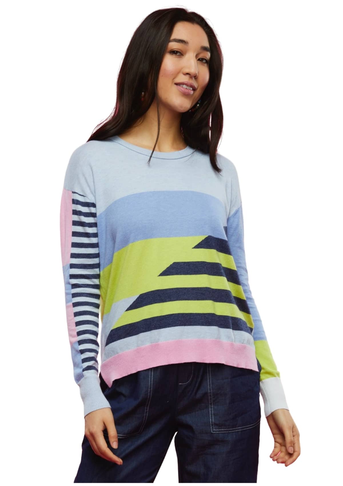 Diagonal Stripe Sweater - Sky -Plekta Inc./ Zaket & Plover- Ruby Jane-