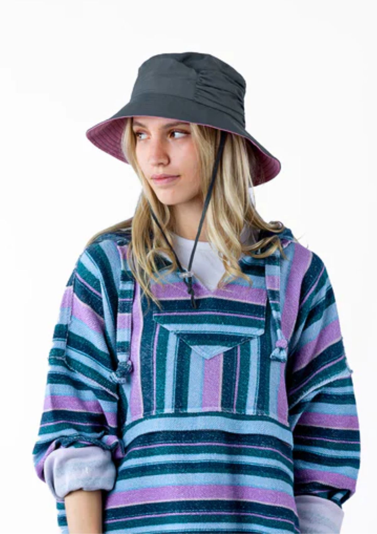 Dover Wide Brim Fabric Sun Hat with UPF 50+ Detachable Chin Cord - Graphite -Pistil /Fox River/ FTP Designs / Isotoner / Totes- Ruby Jane-
