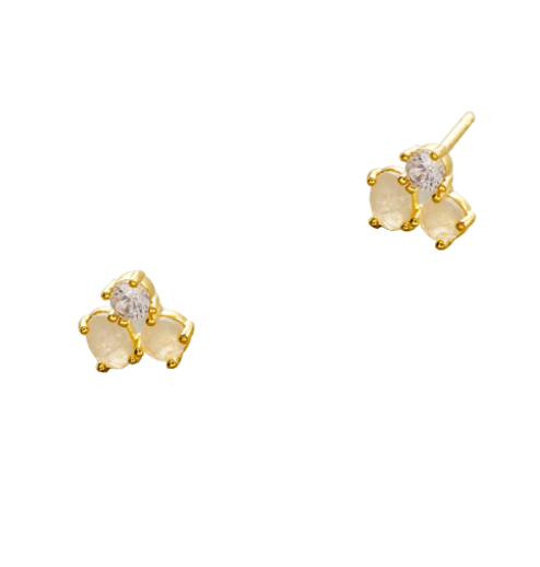 Gold Vermeil Cluster Stone Earrings