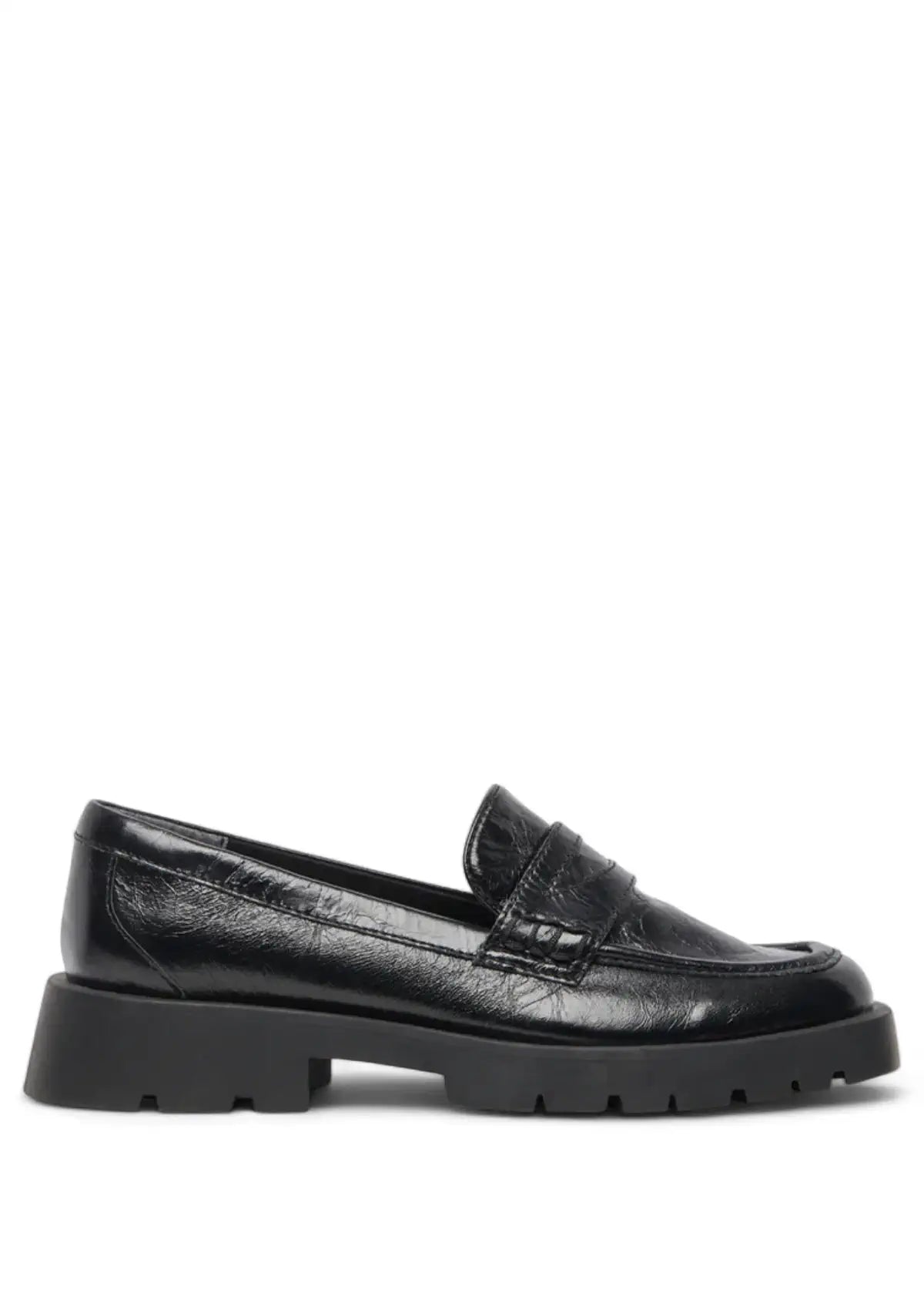 Fashion black leather Loafers Shoes at Ruby Jane & Valleygirl boutique.