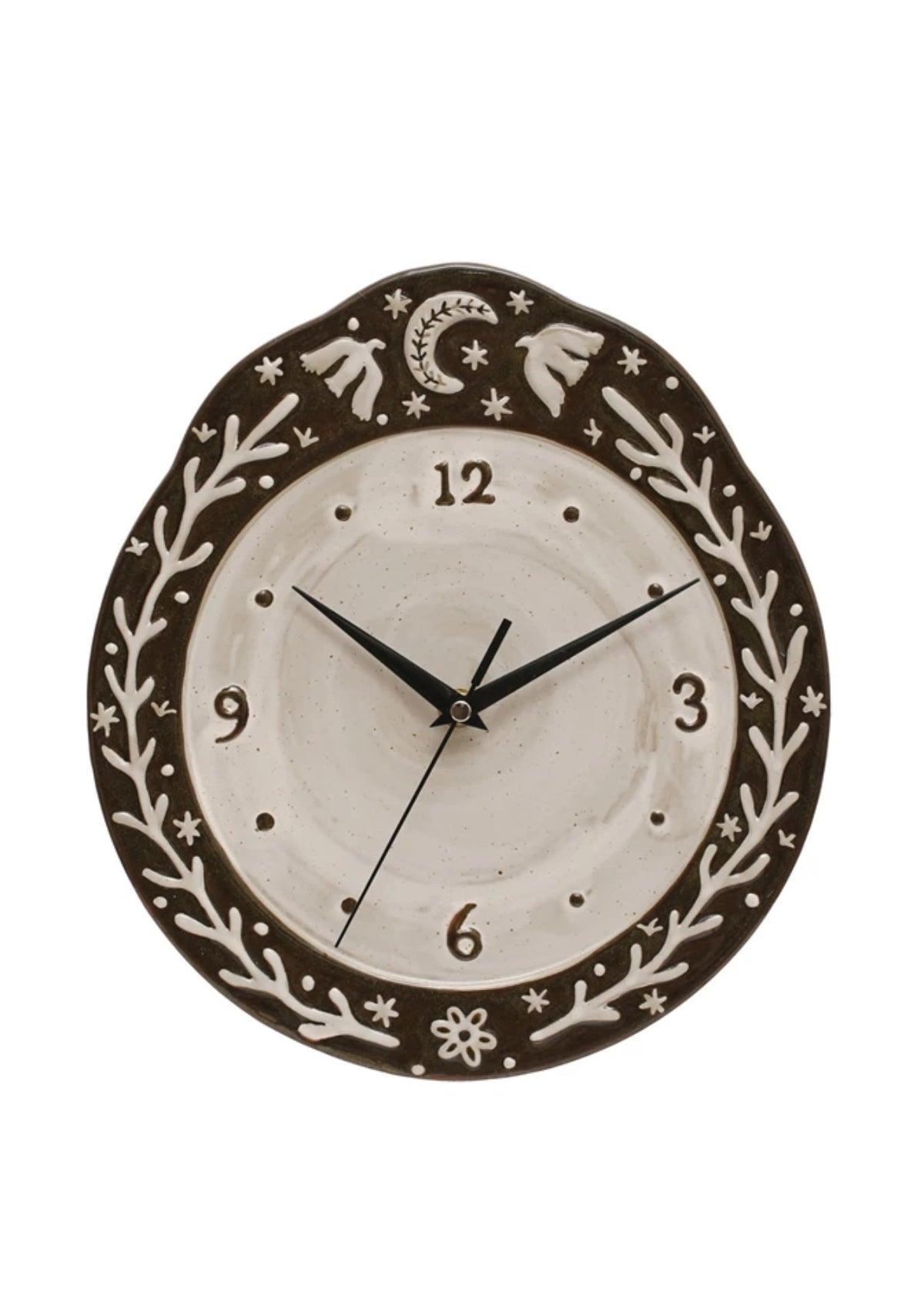 Embossed Stoneware Clock -Creative Co-op- Ruby Jane-
