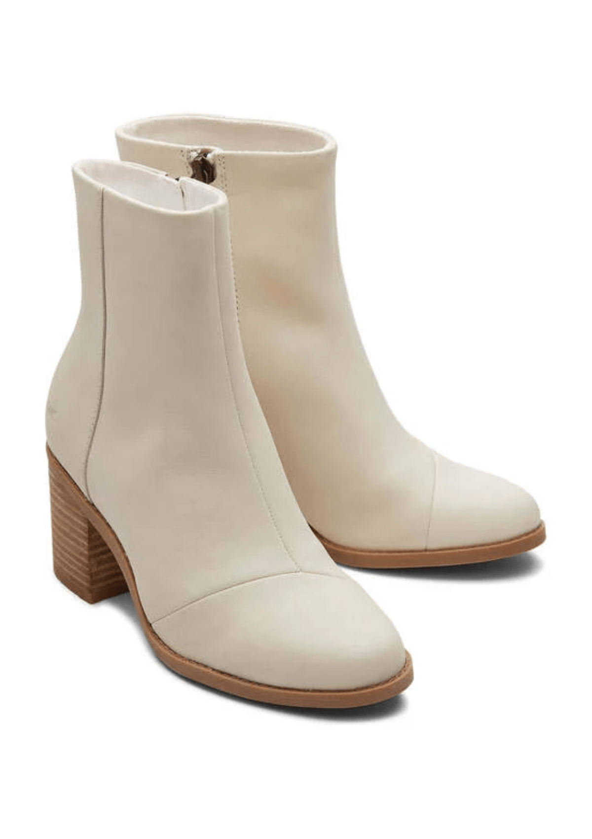 Evelyn Bootie with Stacked Heel, Light Sand Leather -Toms- Ruby Jane-