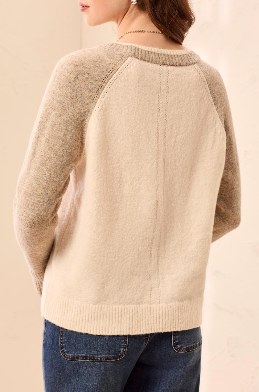 Long Sleeve Crew Neck Colorblock Sweater