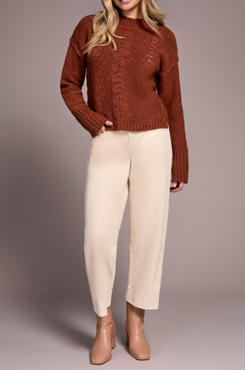Crew Neck Sweater with Puff Sleeve