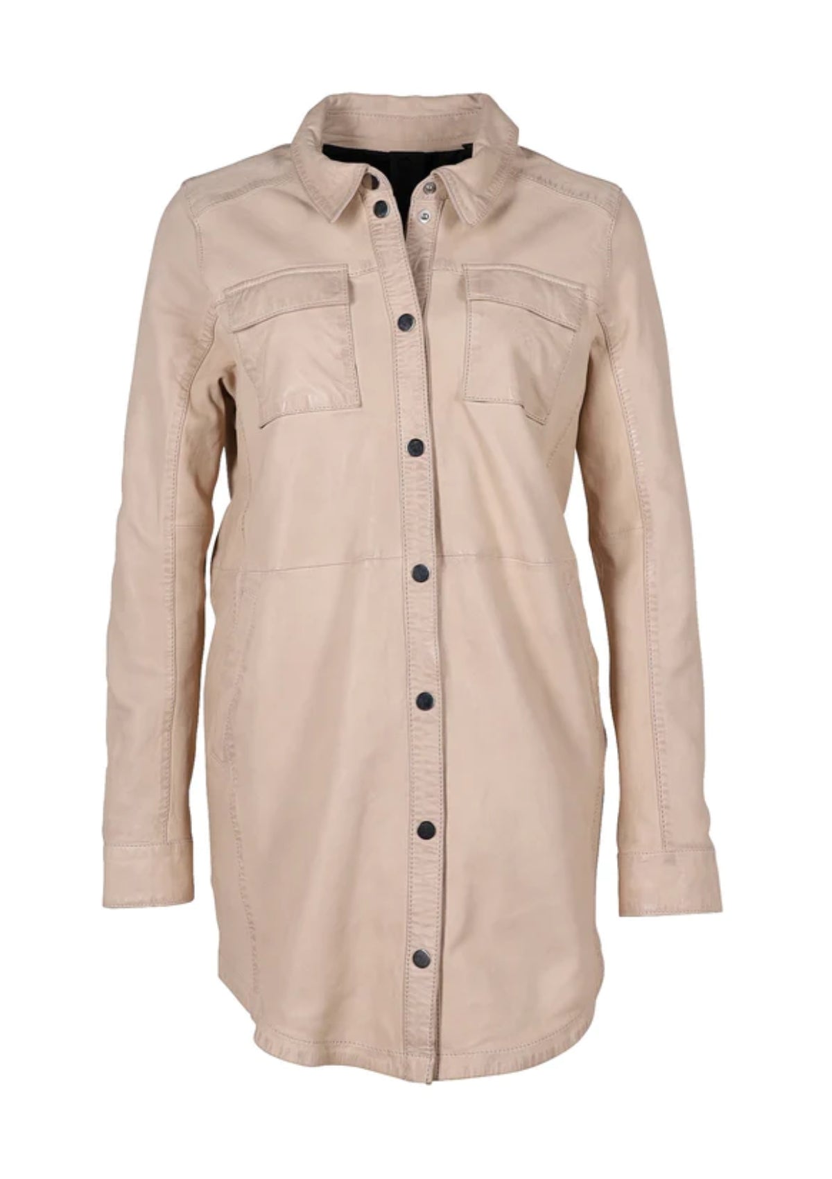 Gennie Long Leather Jacket with Waist Sash -Mauritius GmbH Int. Fashion- Ruby Jane-