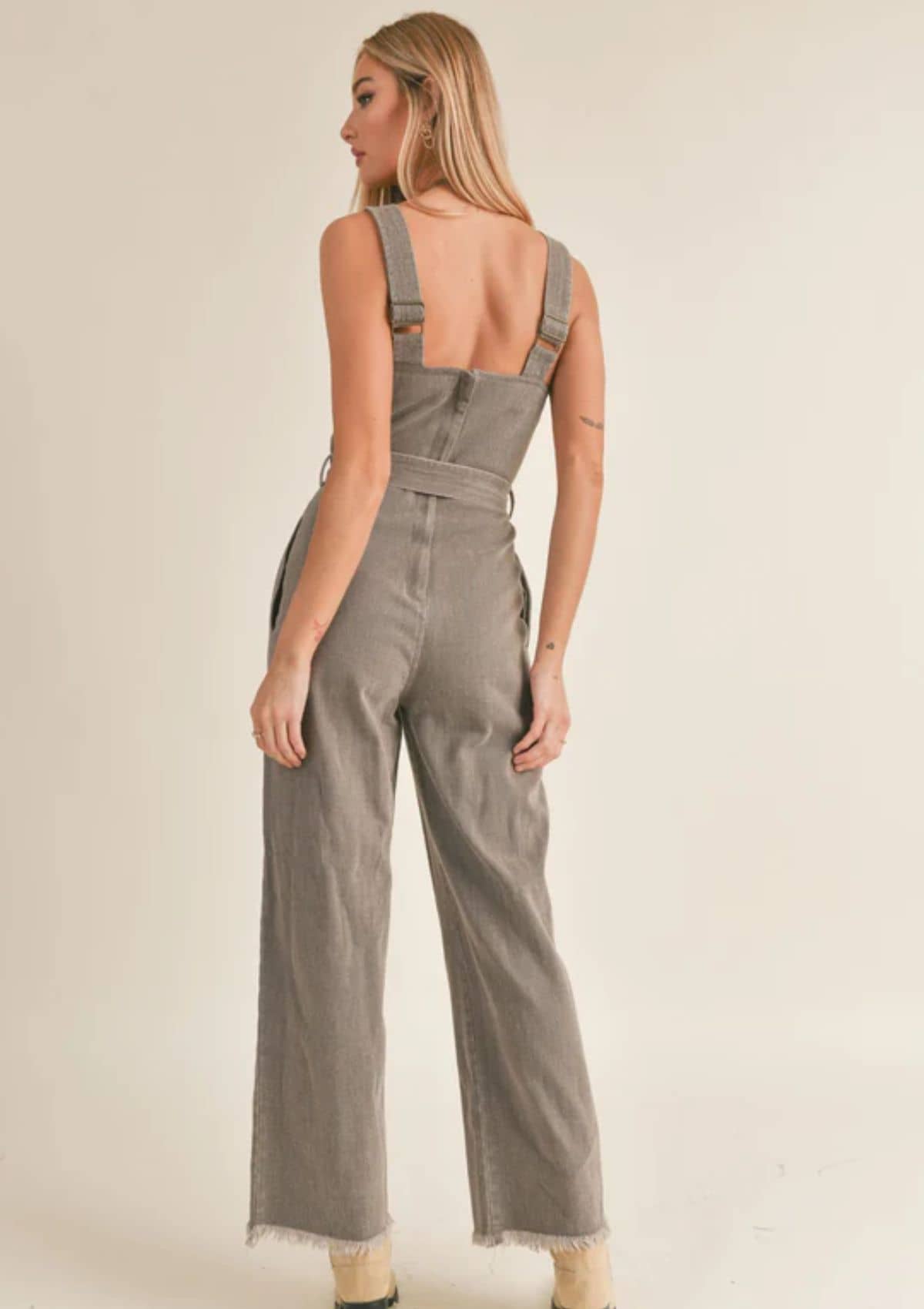 Gia Belted Washed Denim Overall -Sage the Label- Ruby Jane-