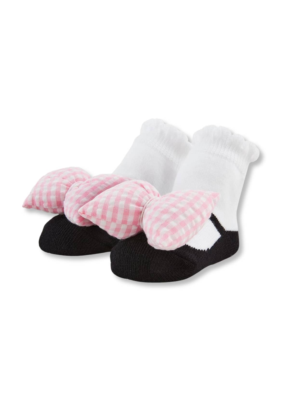 Gingham Bow Rattle Toe Baby Socks -Mud Pie / One Coas- Ruby Jane-