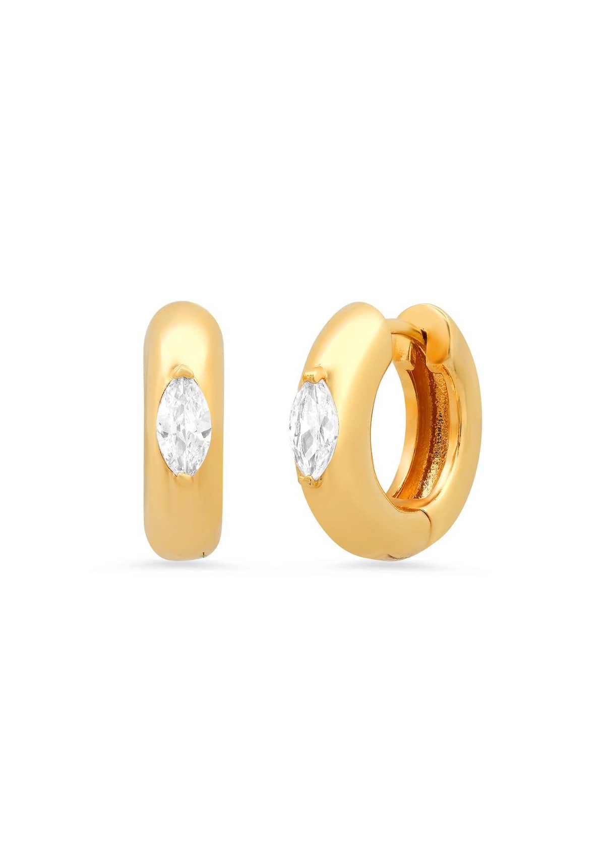 Gold Huggie Earring with Tear Shape Stone -TAI Jewelry- Ruby Jane-