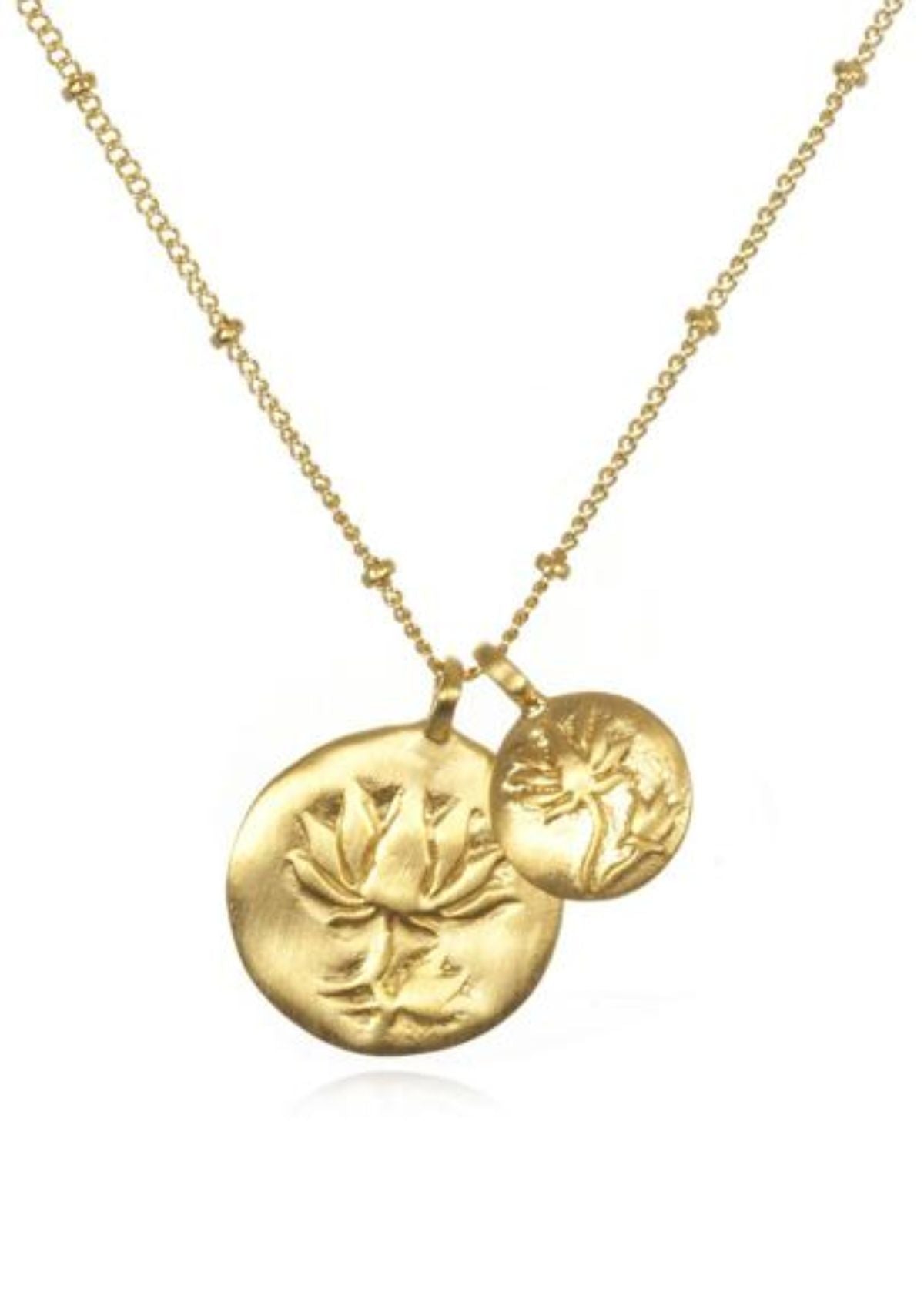 Gold Lotus Necklace - Two Blooms -Satya Jewelry- Ruby Jane-