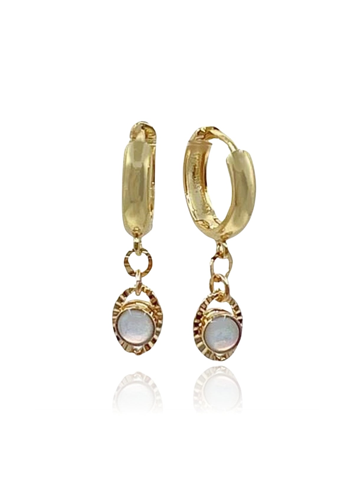 Gold Opal with Chain on 14kt Hoop -Athena Designs- Ruby Jane-