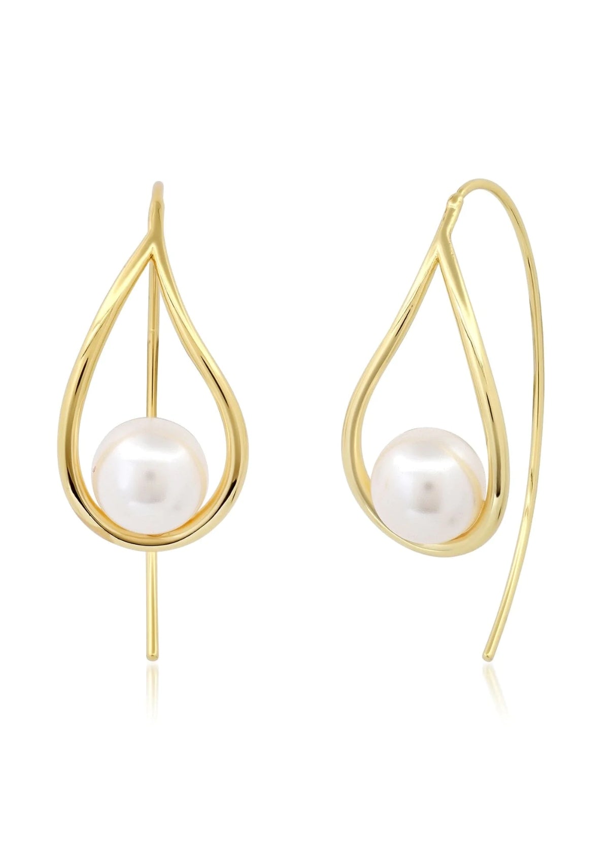 Gold Teardrop French Wire Earrings with Large Pearl -Tai Rittichai- Ruby Jane-