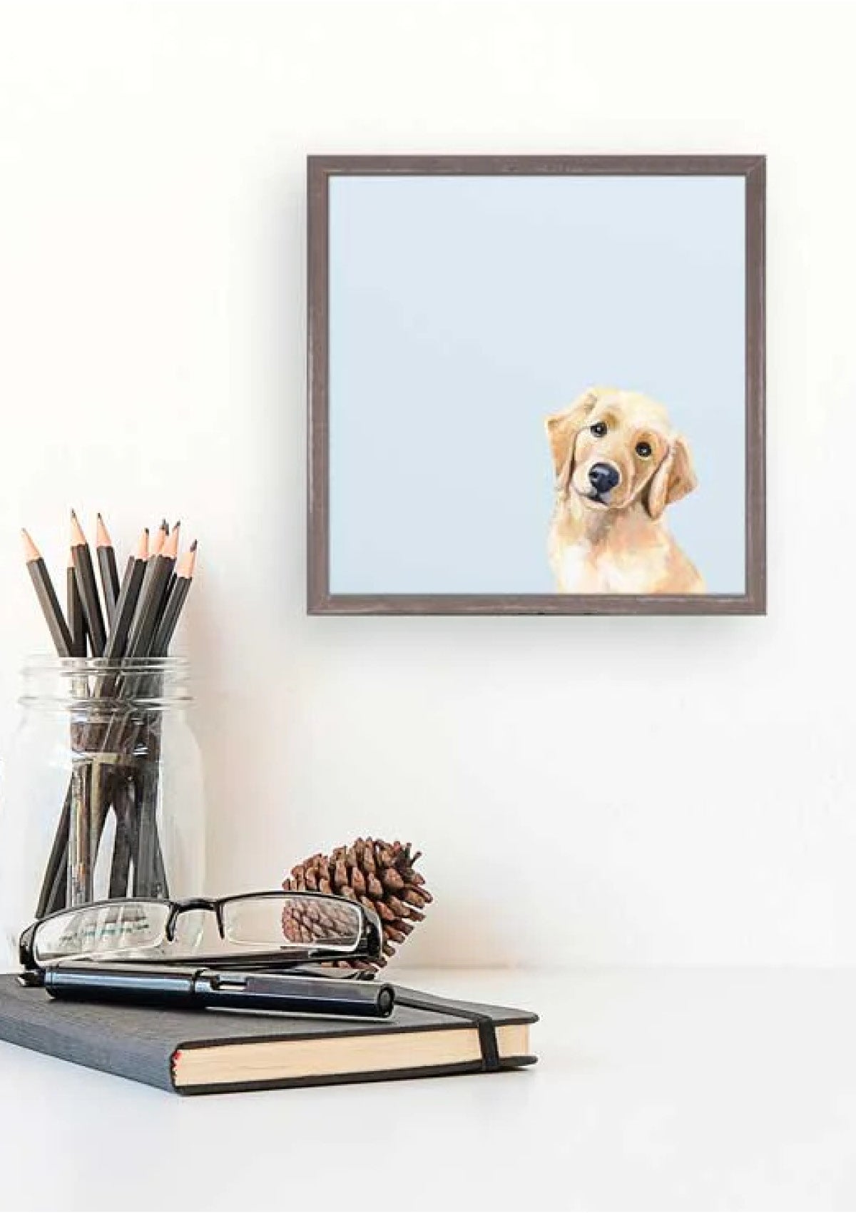 Golden Puppy Mini Framed Canvas -GreenBox Art- Ruby Jane-