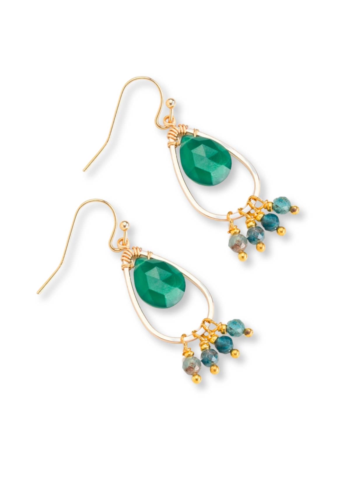 Green Blue Beaded Tear Drop Earrings -Nakamol Jewelry design- Ruby Jane-