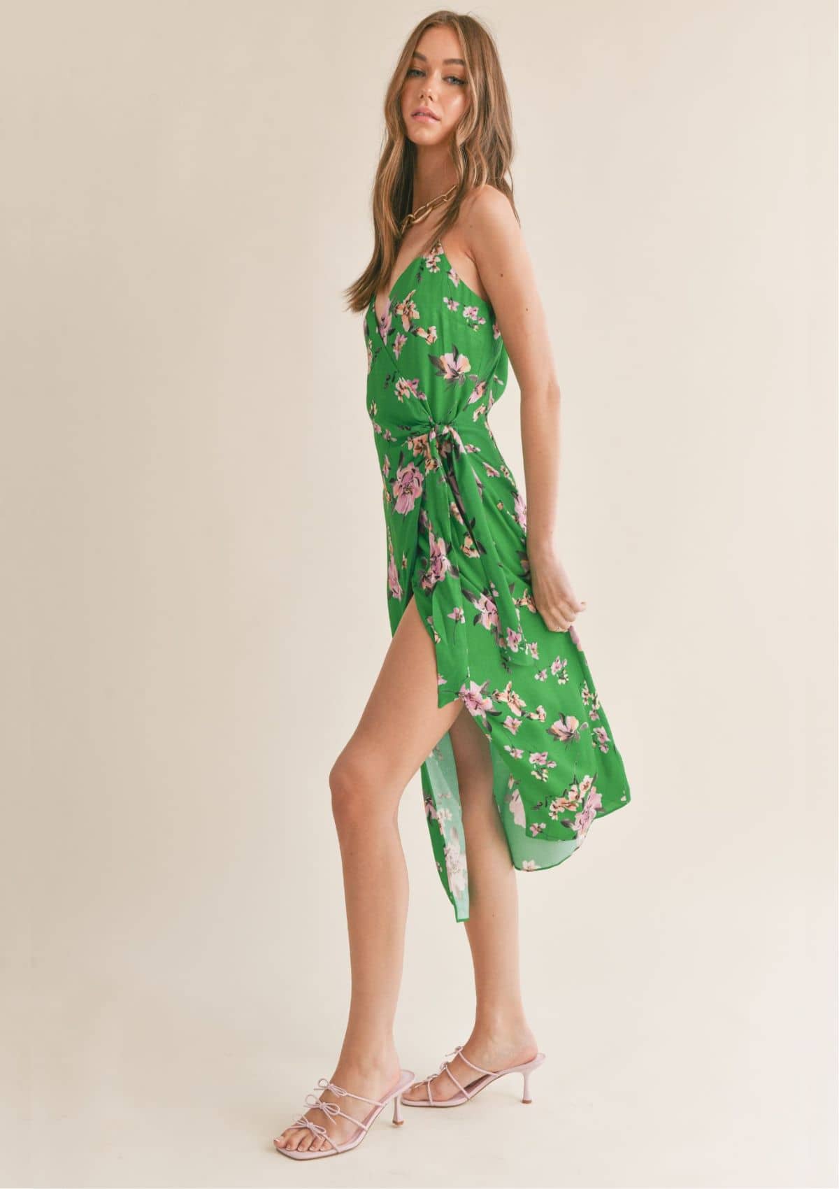 Greener Side Midi Wrap Dress - Kelly Green Multi -Sage the Label- Ruby Jane-
