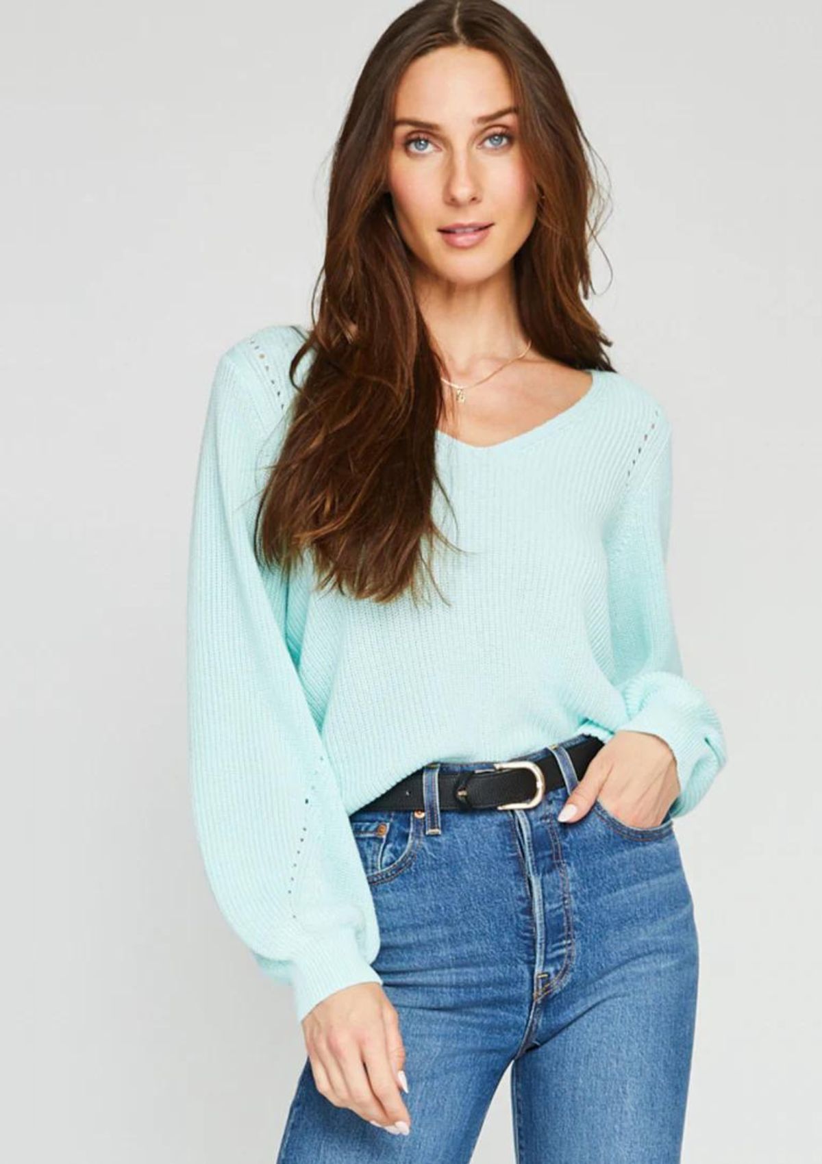 Hailey V-Neck Pullover - Seaglass -Gentle Fawn- Ruby Jane-