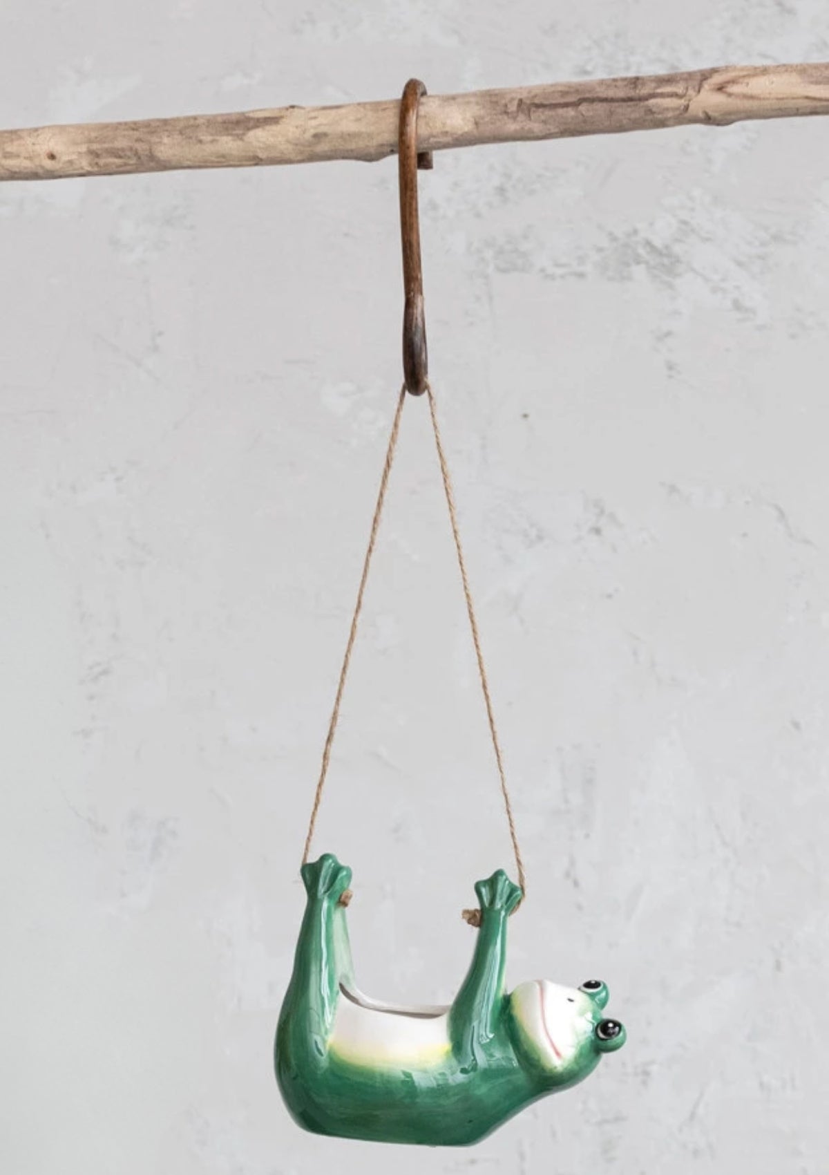 Hanging Dolomite Frog Planter -Creative Co-op- Ruby Jane-