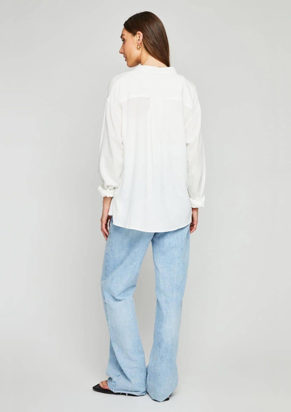 Hudson Long Sleeve Button Down Top - White -Gentle Fawn- Ruby Jane-