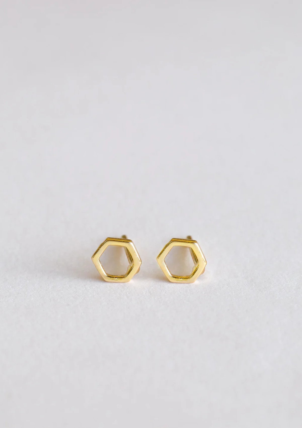 Minimalist Hexagon Post Earrings