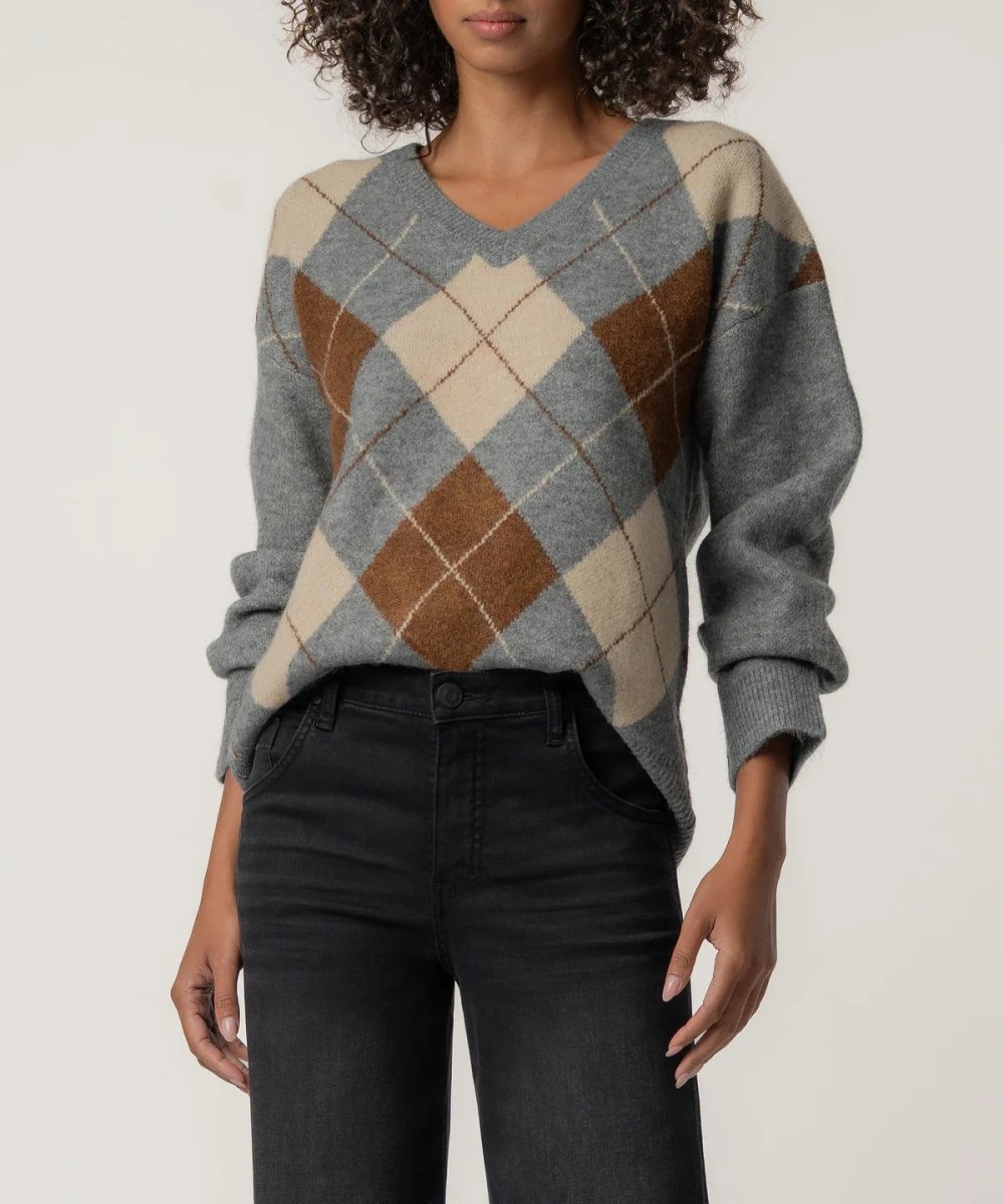 brown-diamond print-grey-Ruby Jane & Valleygirl Boutique.