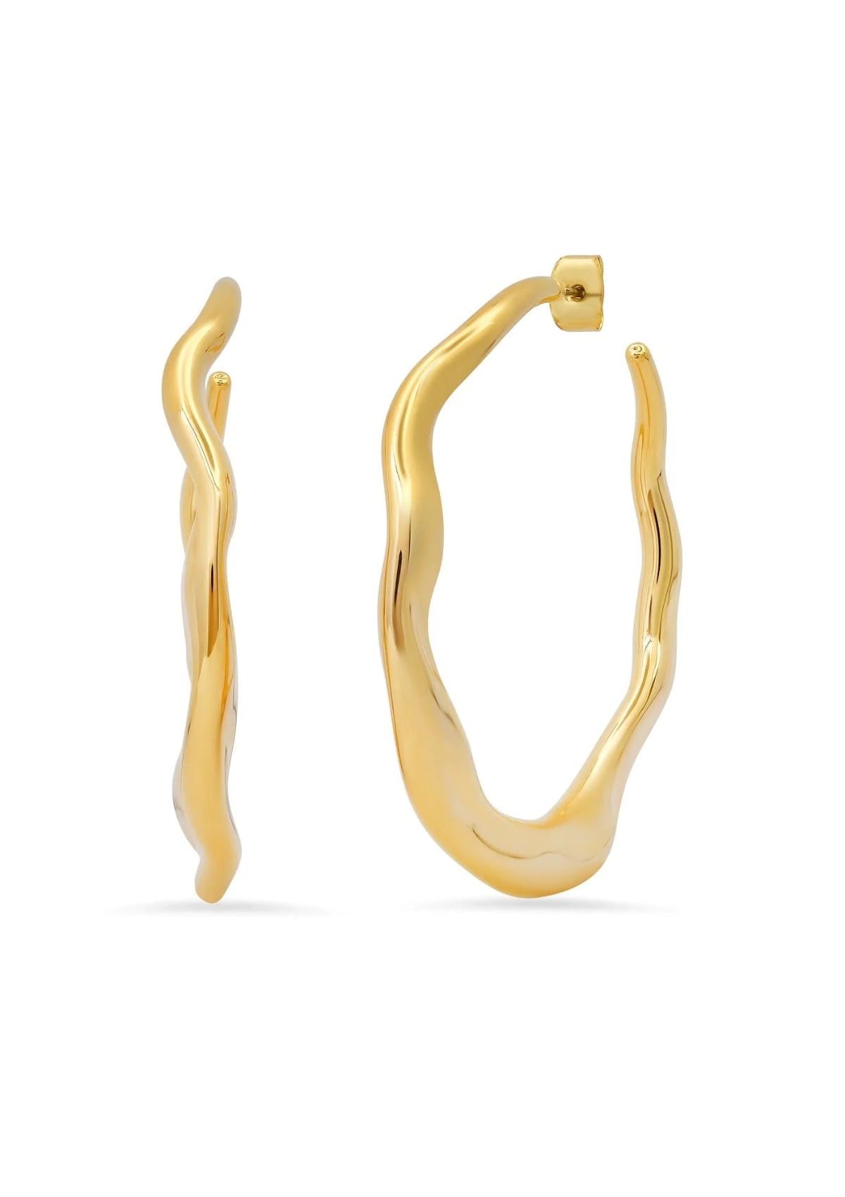 Large Wavy Gold Hoop Earrings -Tai Rittichai- Ruby Jane-