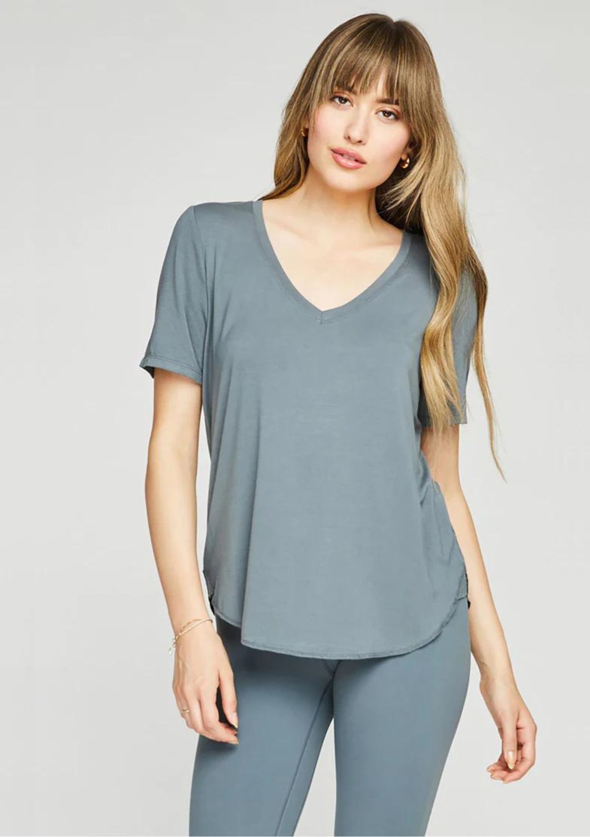 Lewis Tee Shirt With Tail Bottom - Slate -Gentle Fawn- Ruby Jane-