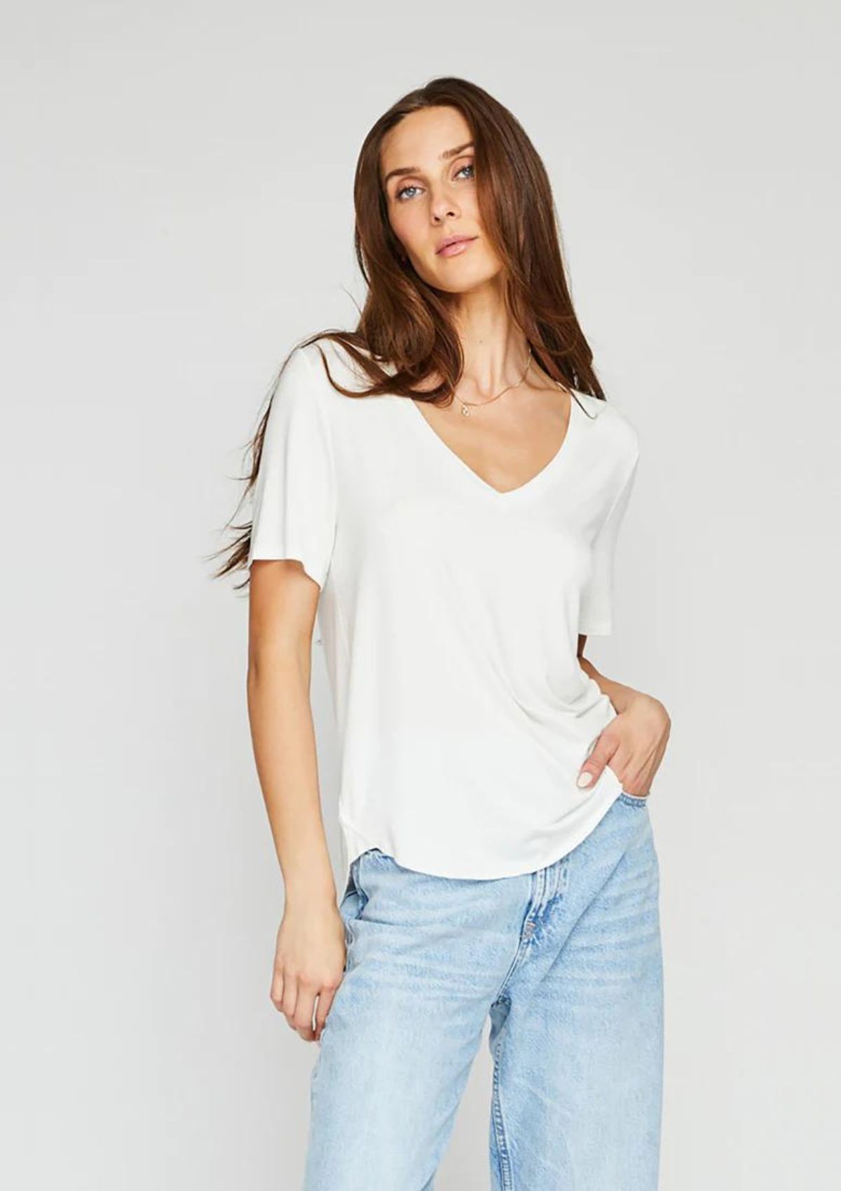 Lewis Tee Shirt With Tail Bottom - White -Gentle Fawn- Ruby Jane-