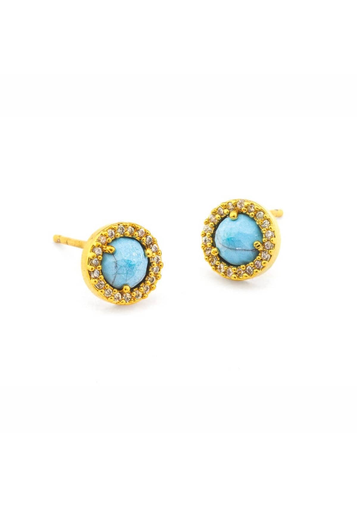 Light Turquoise Pavé Glass Stud Earring -Tai Rittichai- Ruby Jane-