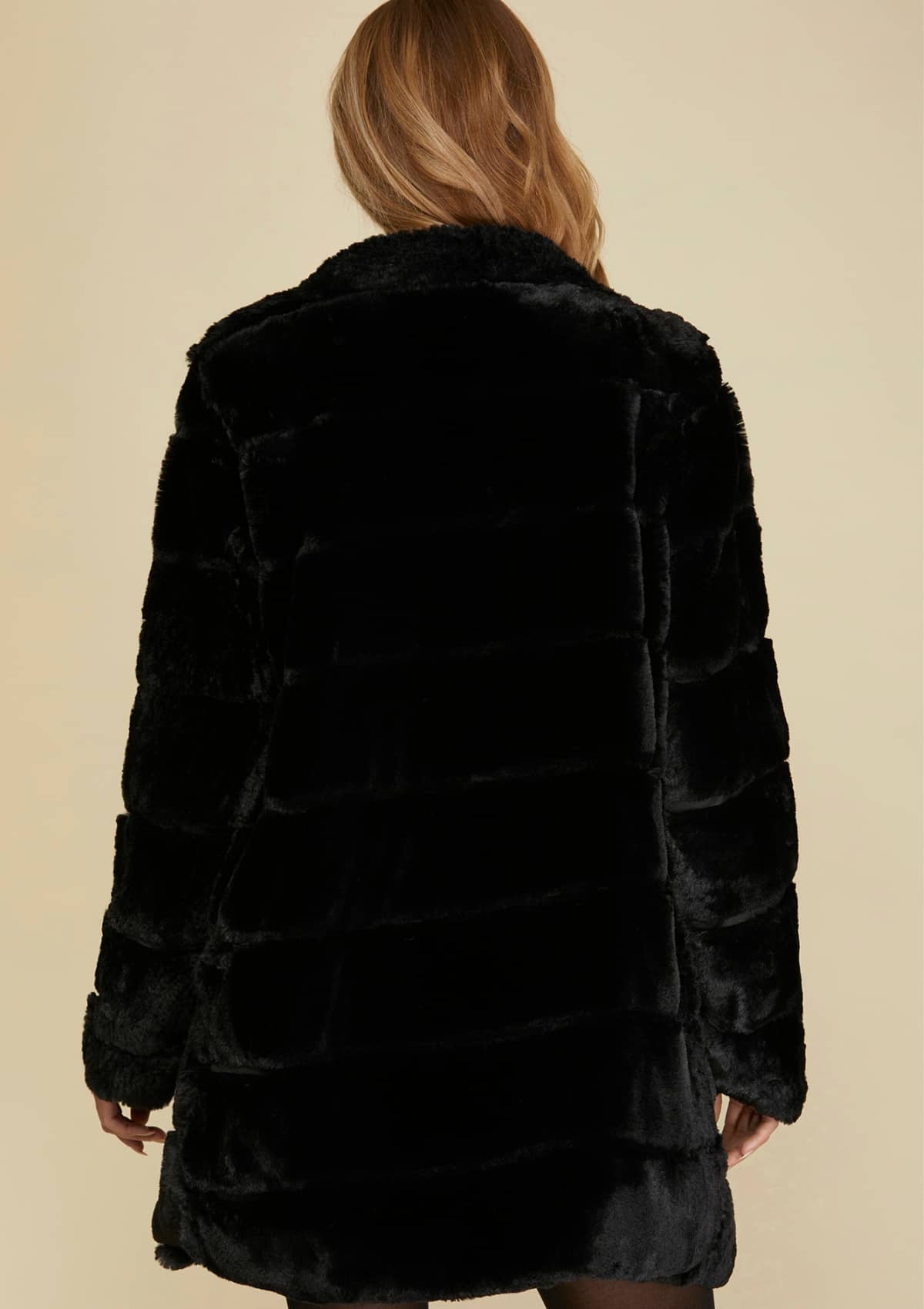 Long Sleeve Faux Fur Jacket with Side Pockets