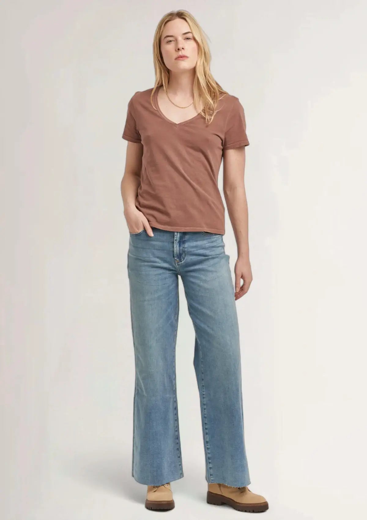 Paired with brown boots. From Dear John Denim.