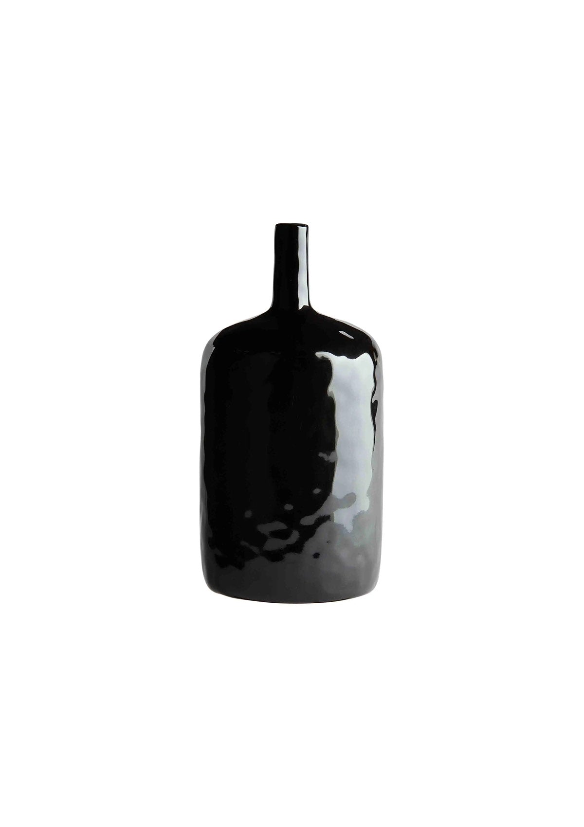 Medium Black Stoneware Bottle Vase -Mud Pie- Ruby Jane-