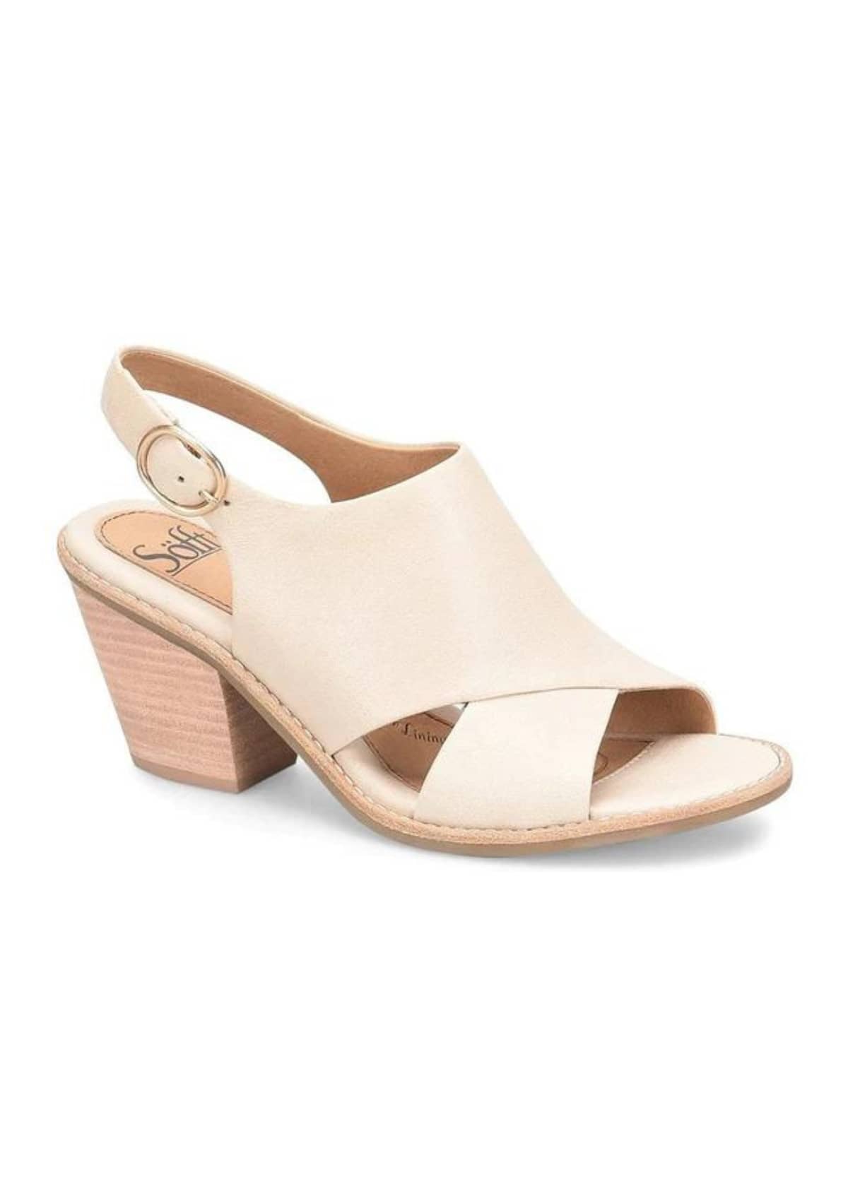 Mendi Crossover Slingback with Stacked Heel - Tapioca Grey -Sofft Shoe Co- Ruby Jane-