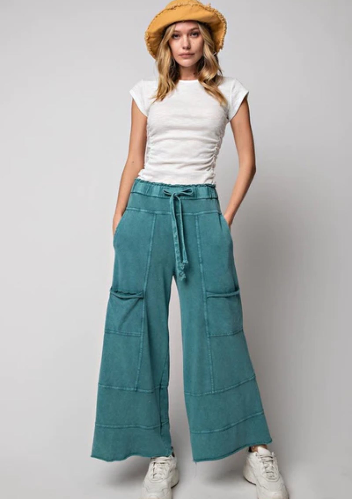 Mineral Washed Terry Knit Pants -Estelle- Ruby Jane-