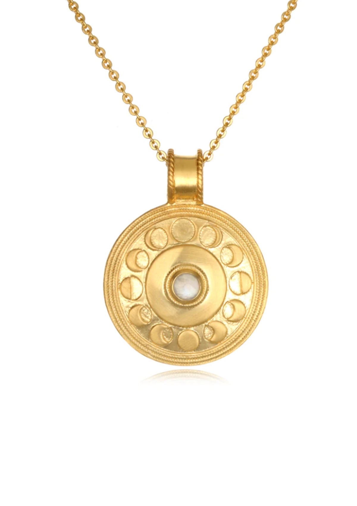 Moonstone Gold Moon Phase Necklace, 30" -Satya Jewelry- Ruby Jane-