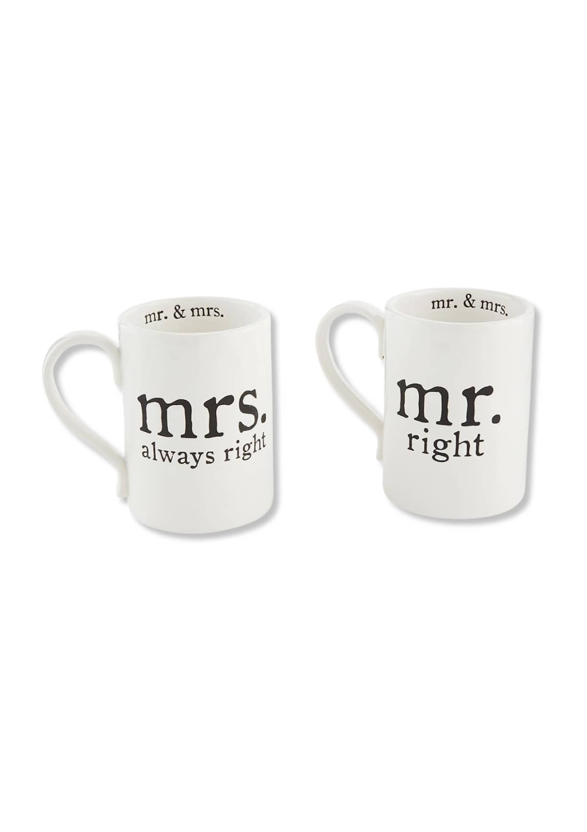 Mr. & Mrs. Right Mugs -Mud Pie / One Coas- Ruby Jane-