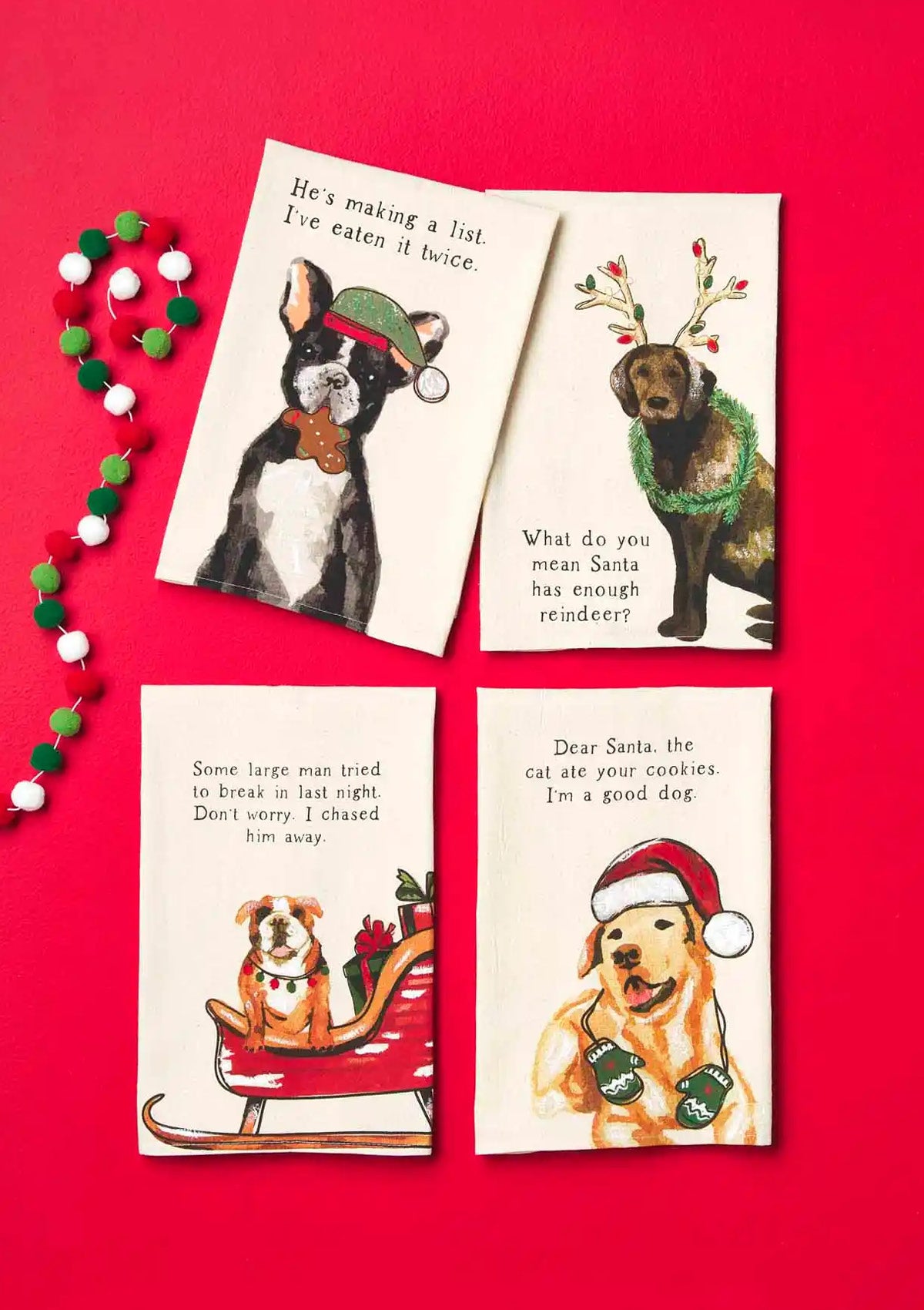 'Dear Santa, the cat ate your cookies. I'm a good dog.' Dog Hand Towel